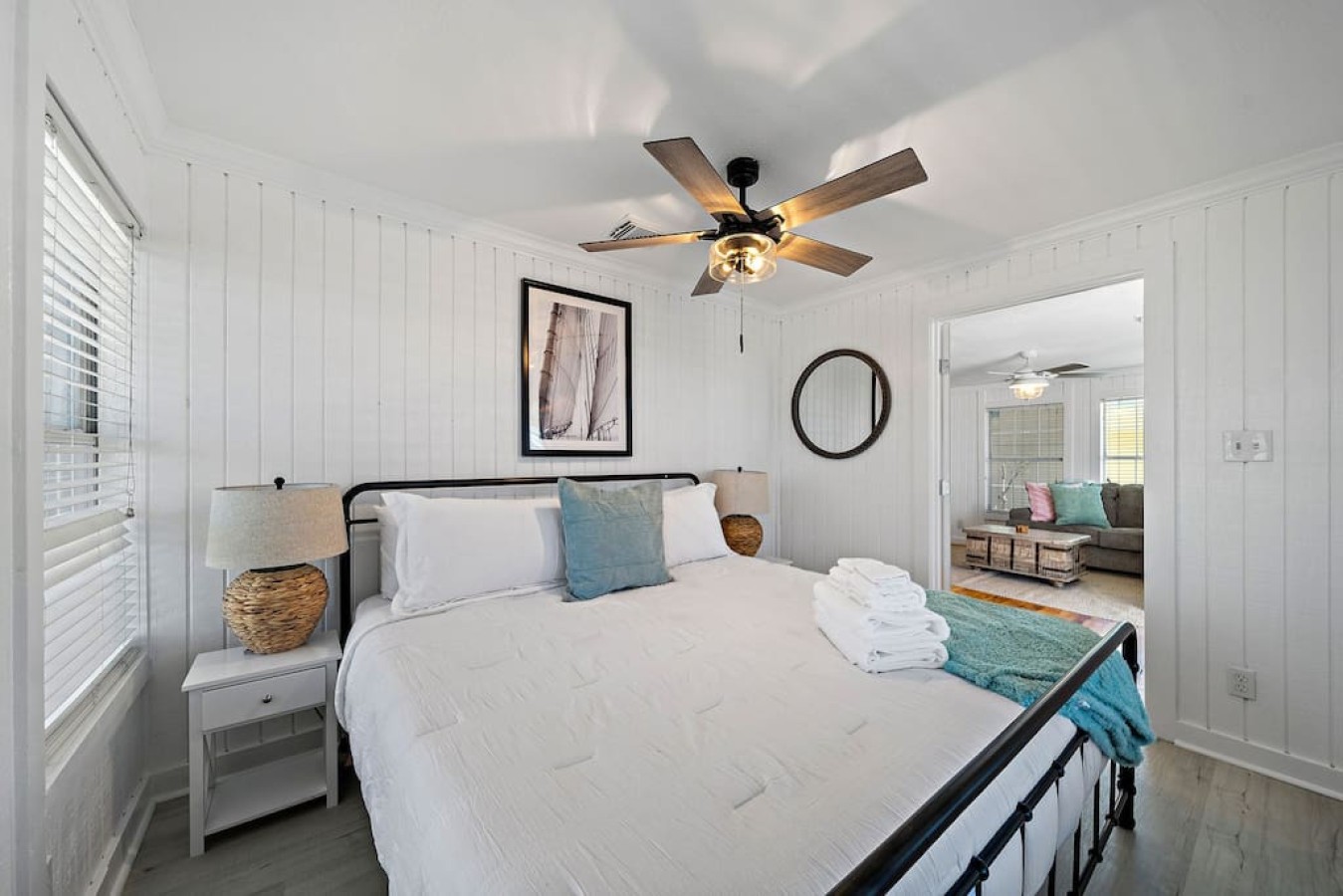 This bedroom has a king-sized bed