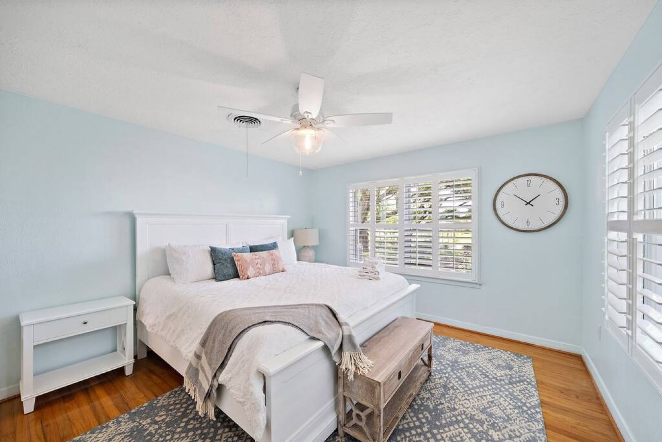 This bedroom has a king sized bed