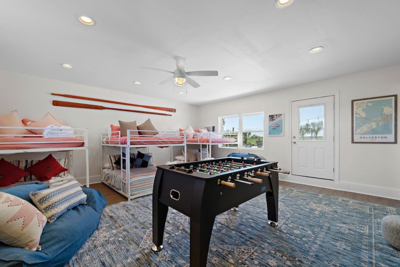 Enjoy this game room with a variety of games