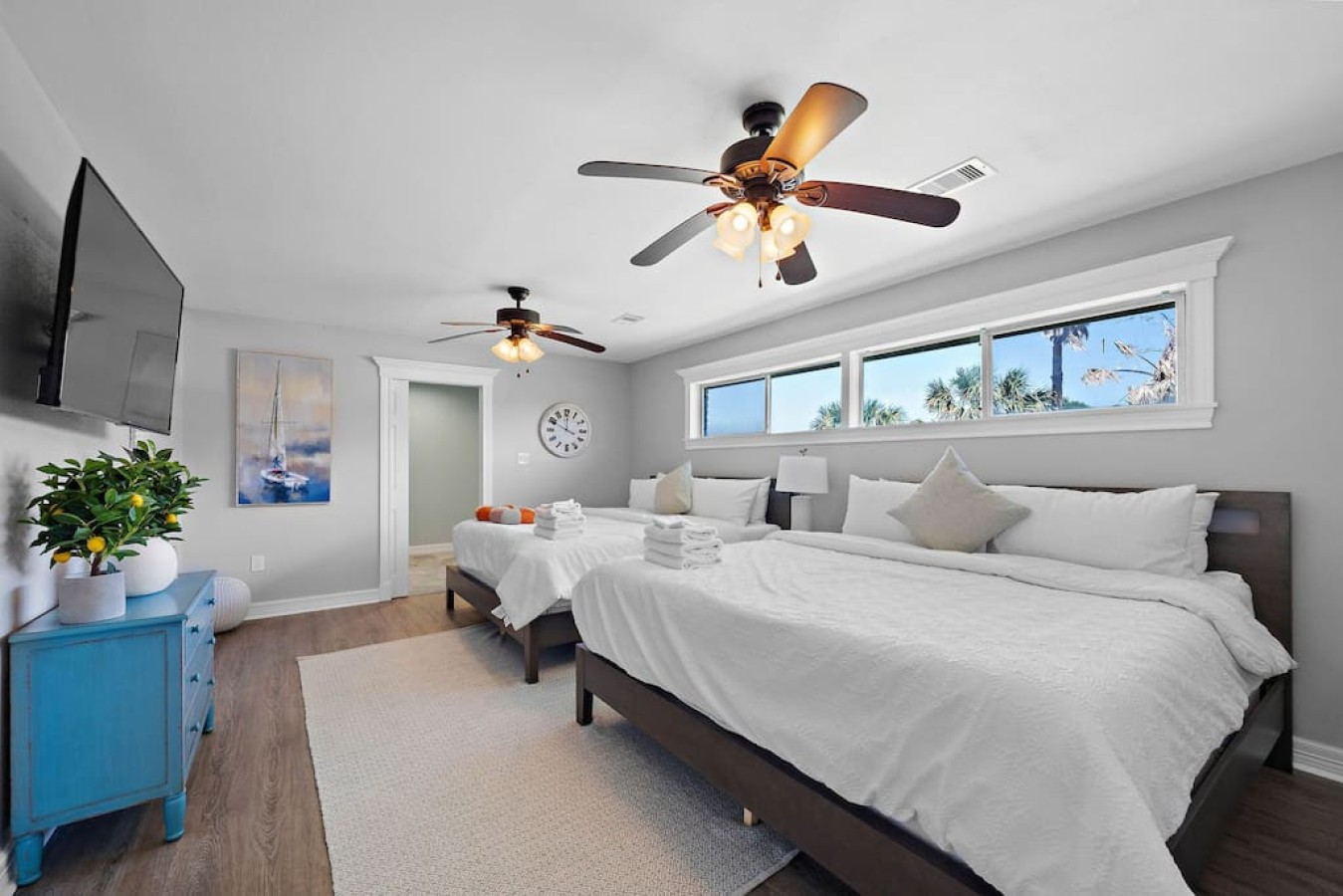 Effortless elegance in the realm of cozy spaces with 2 king beds and a twin/twin built-in bunk