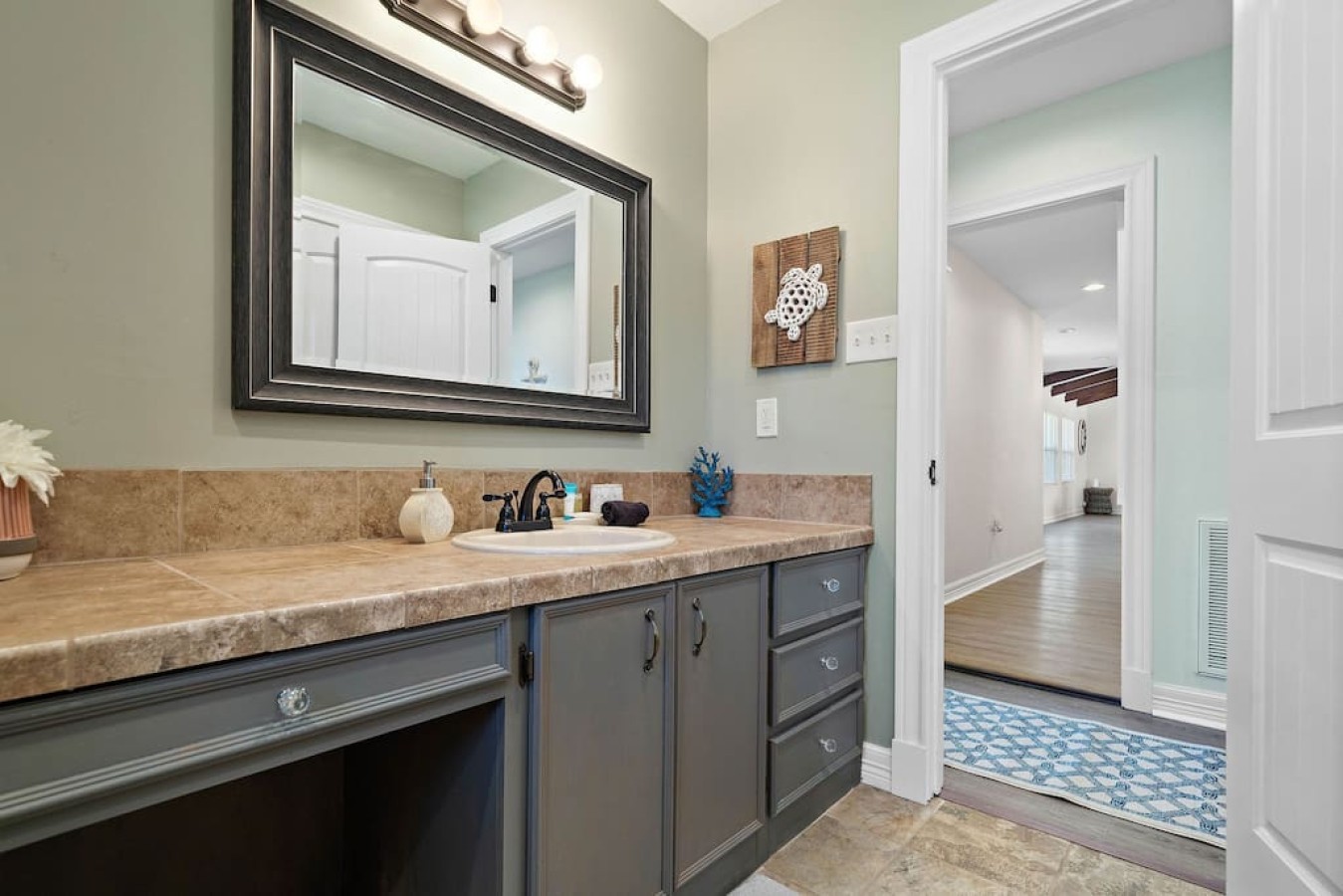 Refresh and rejuvenate in this bright bathroom