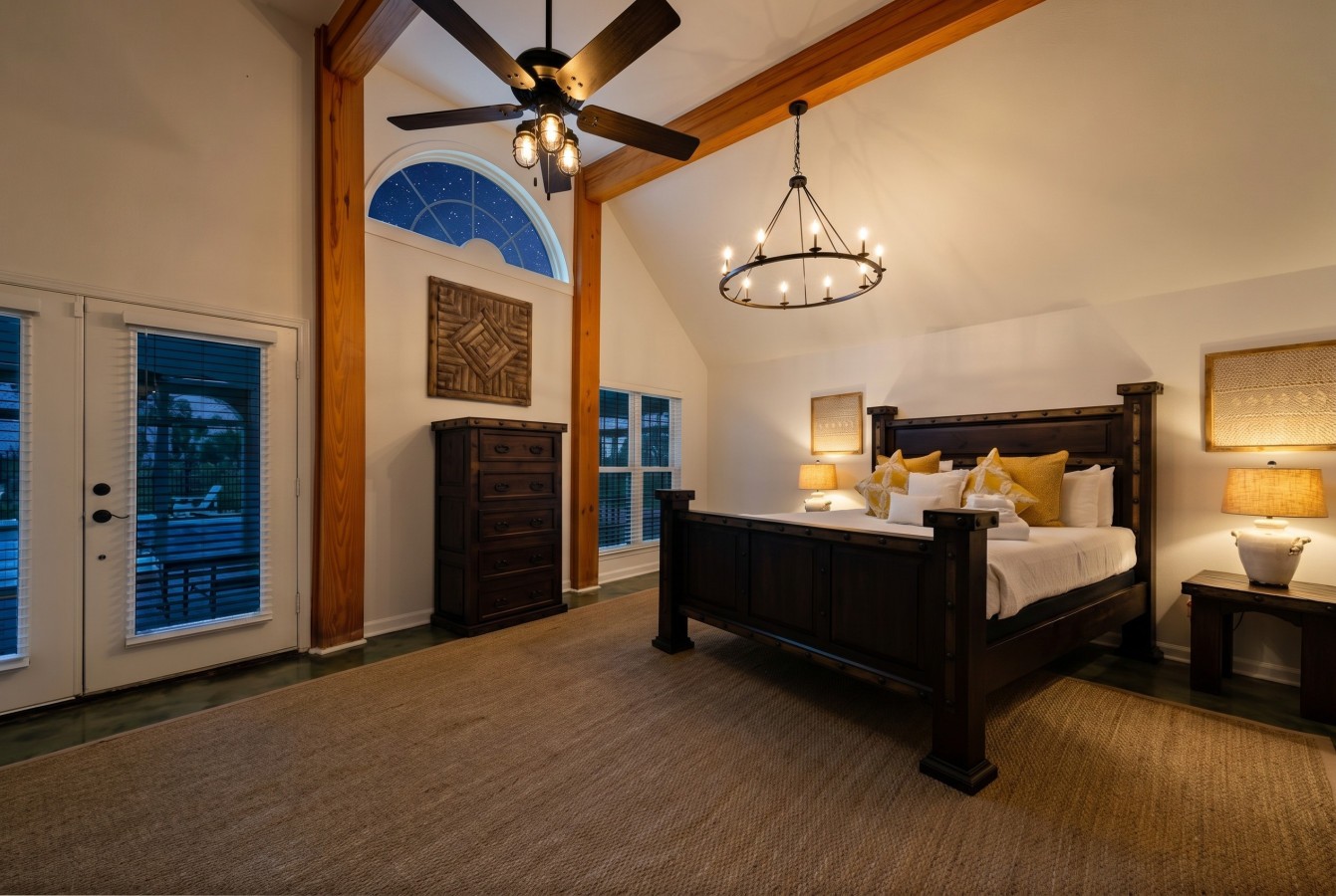 This bedroom has a king sized bed