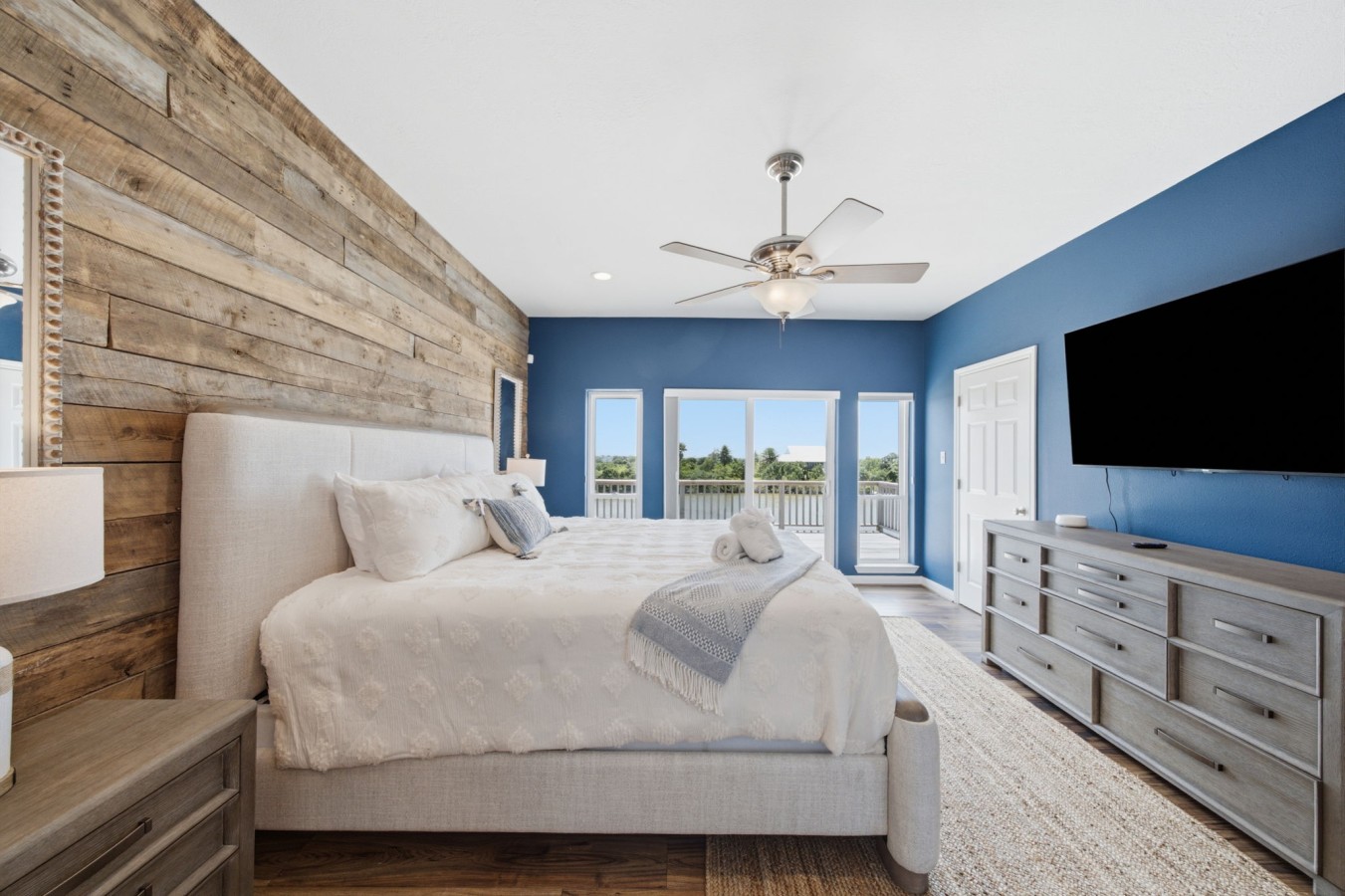 This bedroom has a king-sized bed