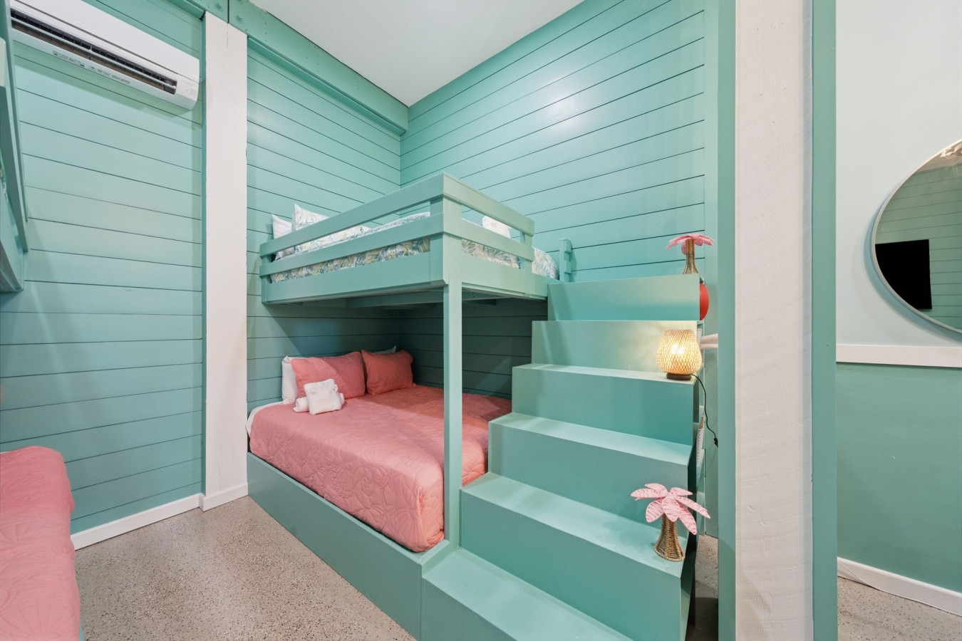 This bedroom has 2 full over full bunk beds