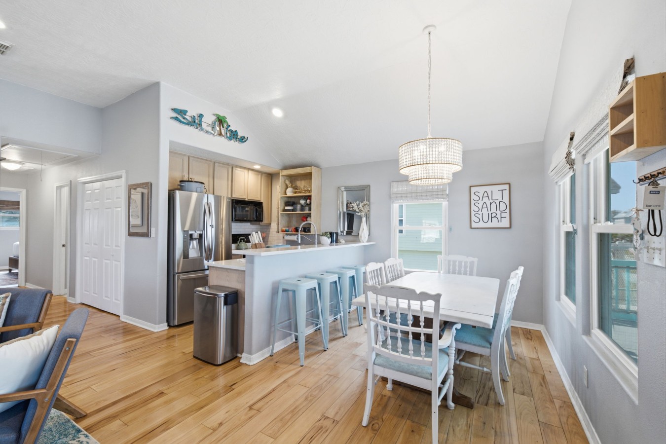 Dine, cook & connect in this bright open layout