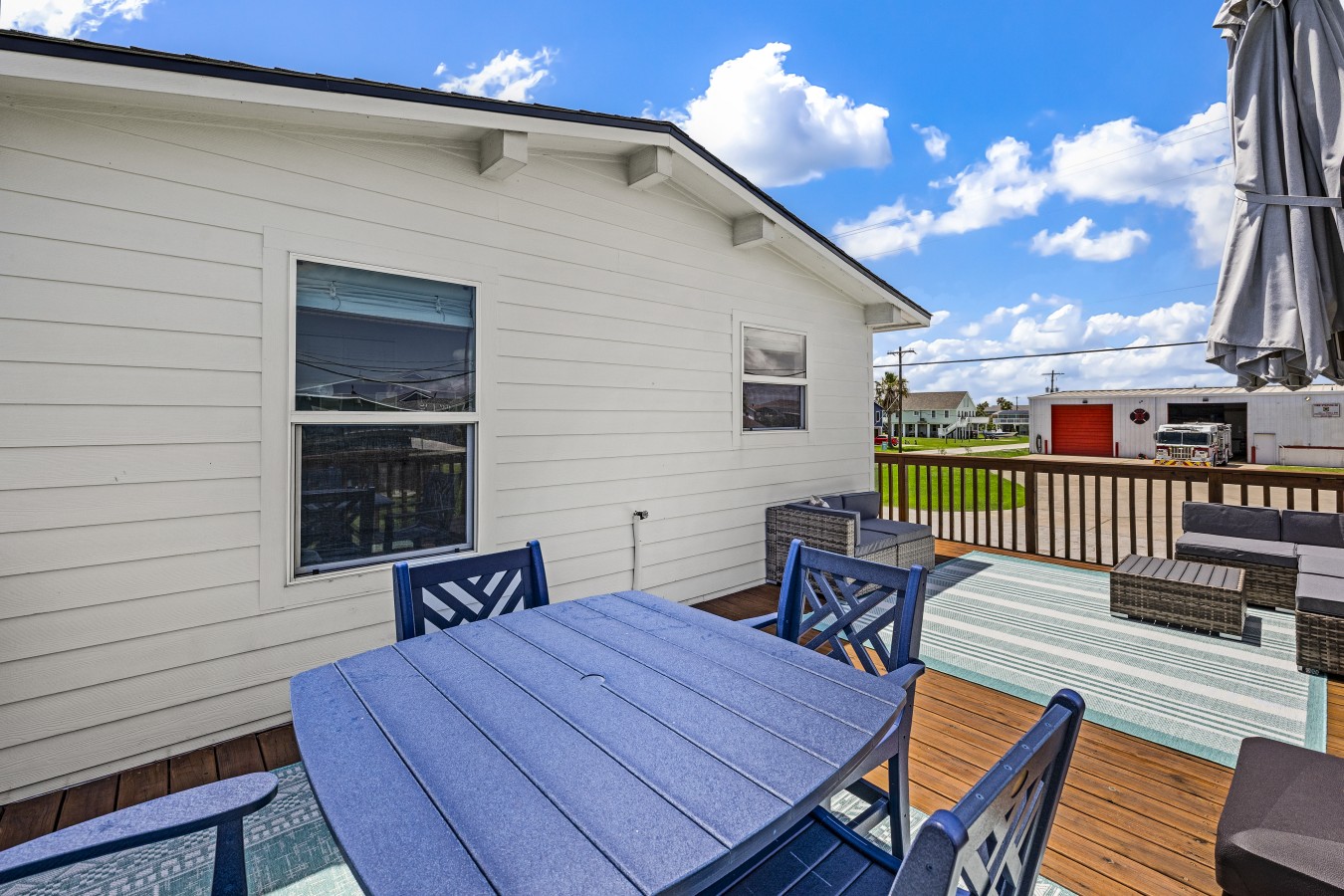 Dine al fresco or kick back on the cozy sectional