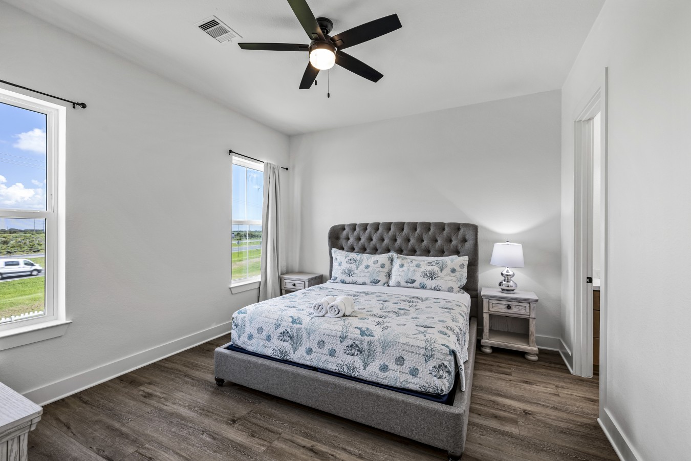 This bedroom has a king-sized bed