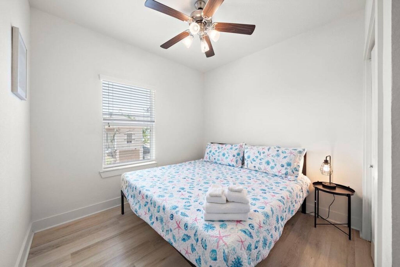 This bedroom has a this king-sized bed