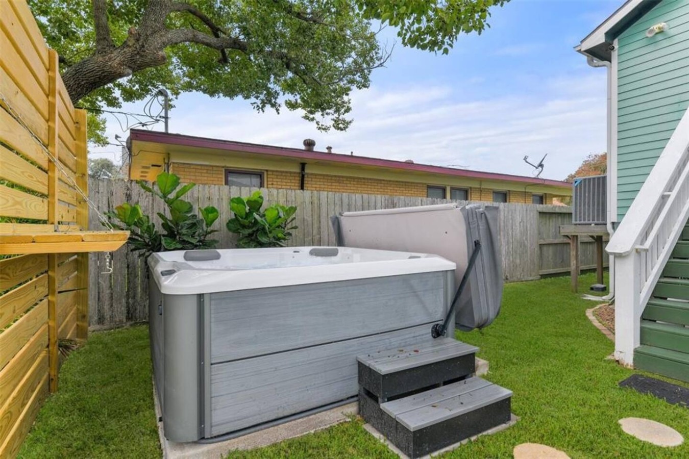 Unwind in this soothing hot tub after a day of fun