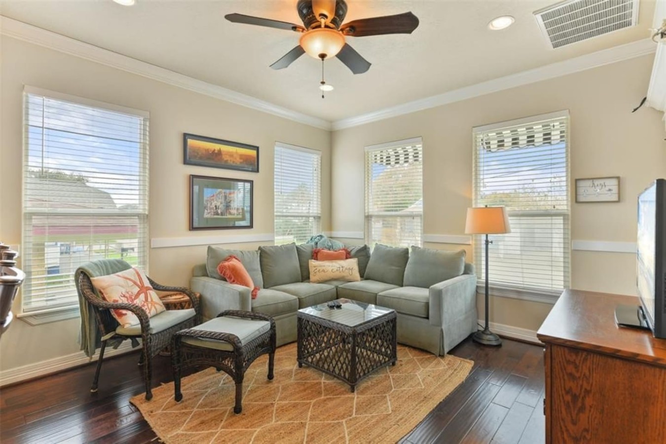 Sink into these cozy sofas for a relaxing evening