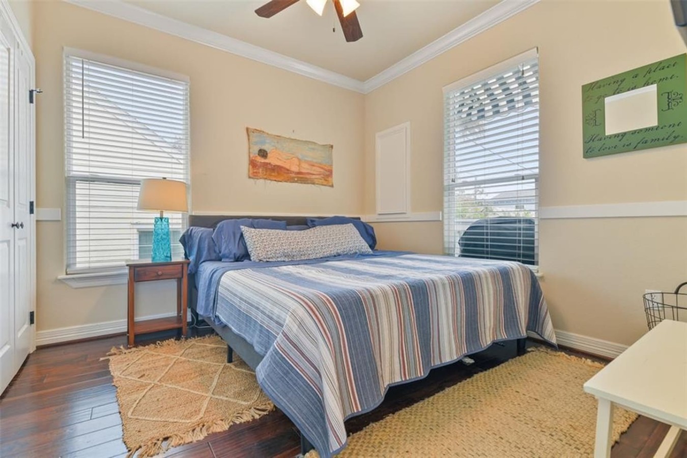This bedroom has a king-sized bed