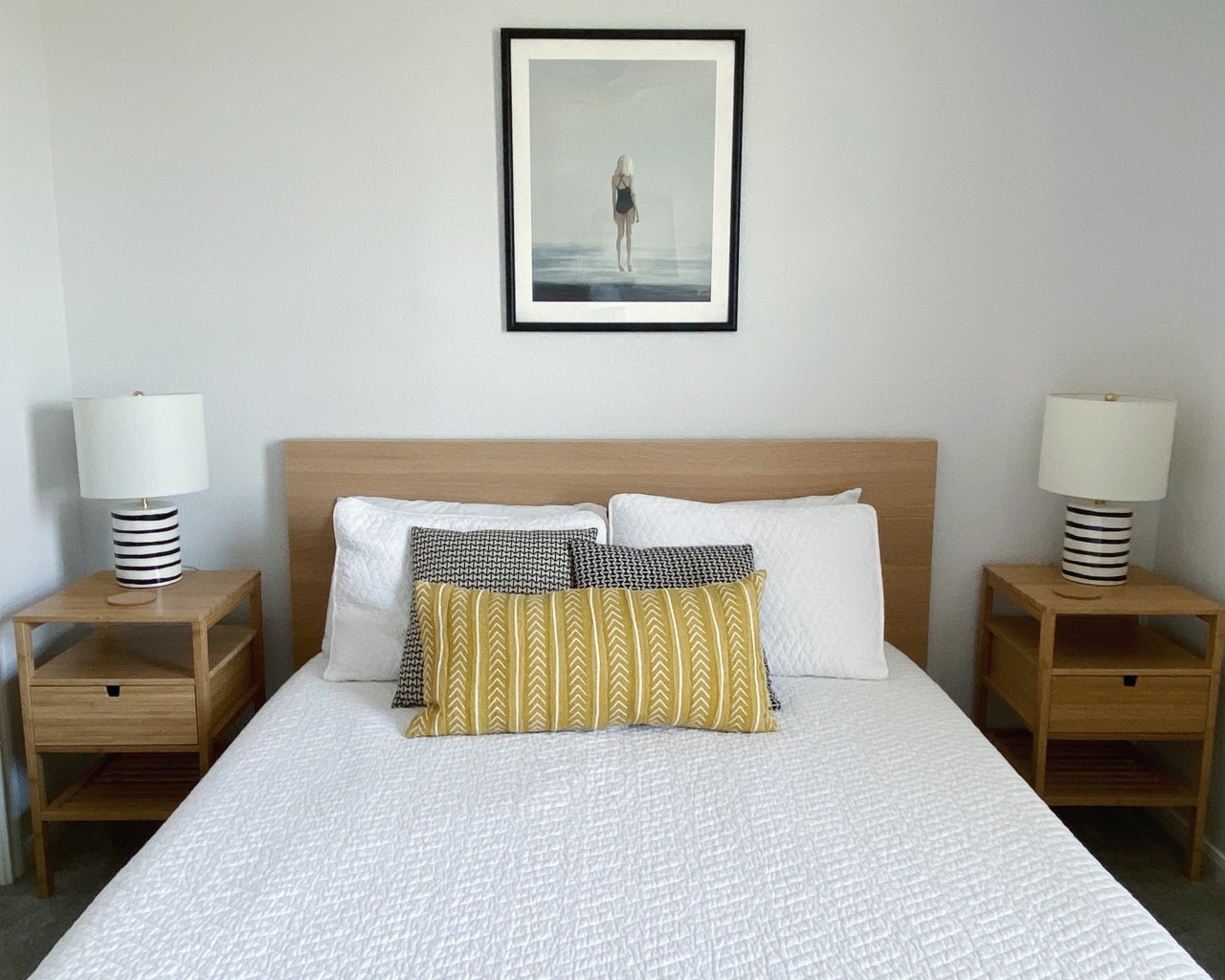 Drift off to sleep in this calm & chic coastal bedroom