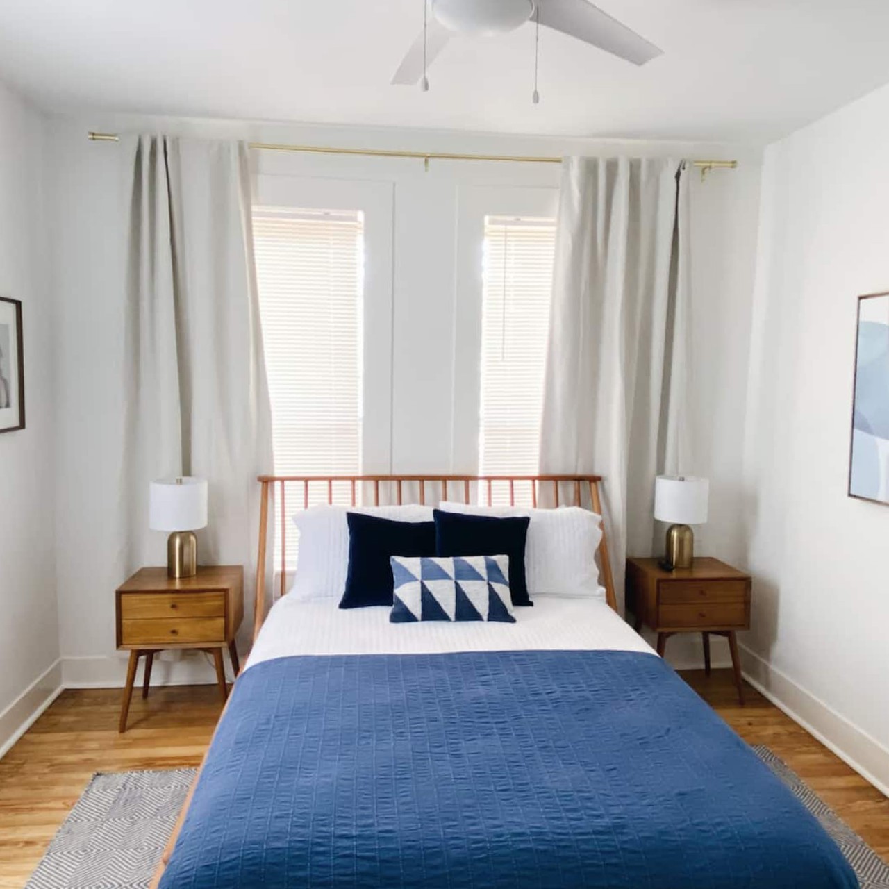 This bedroom has a queen-sized bed