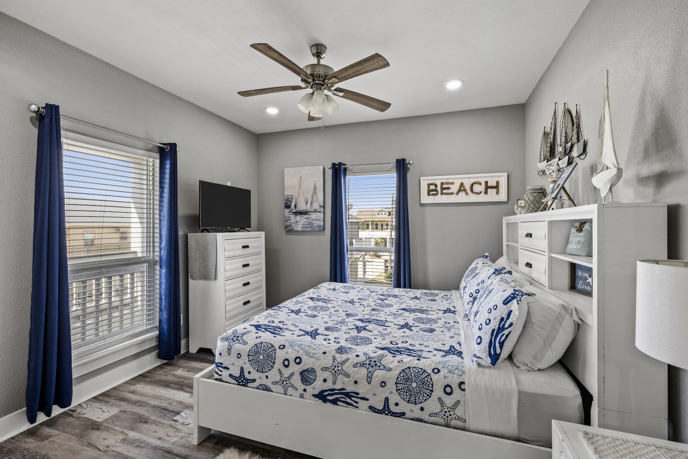 This bedroom has a king-sized bed