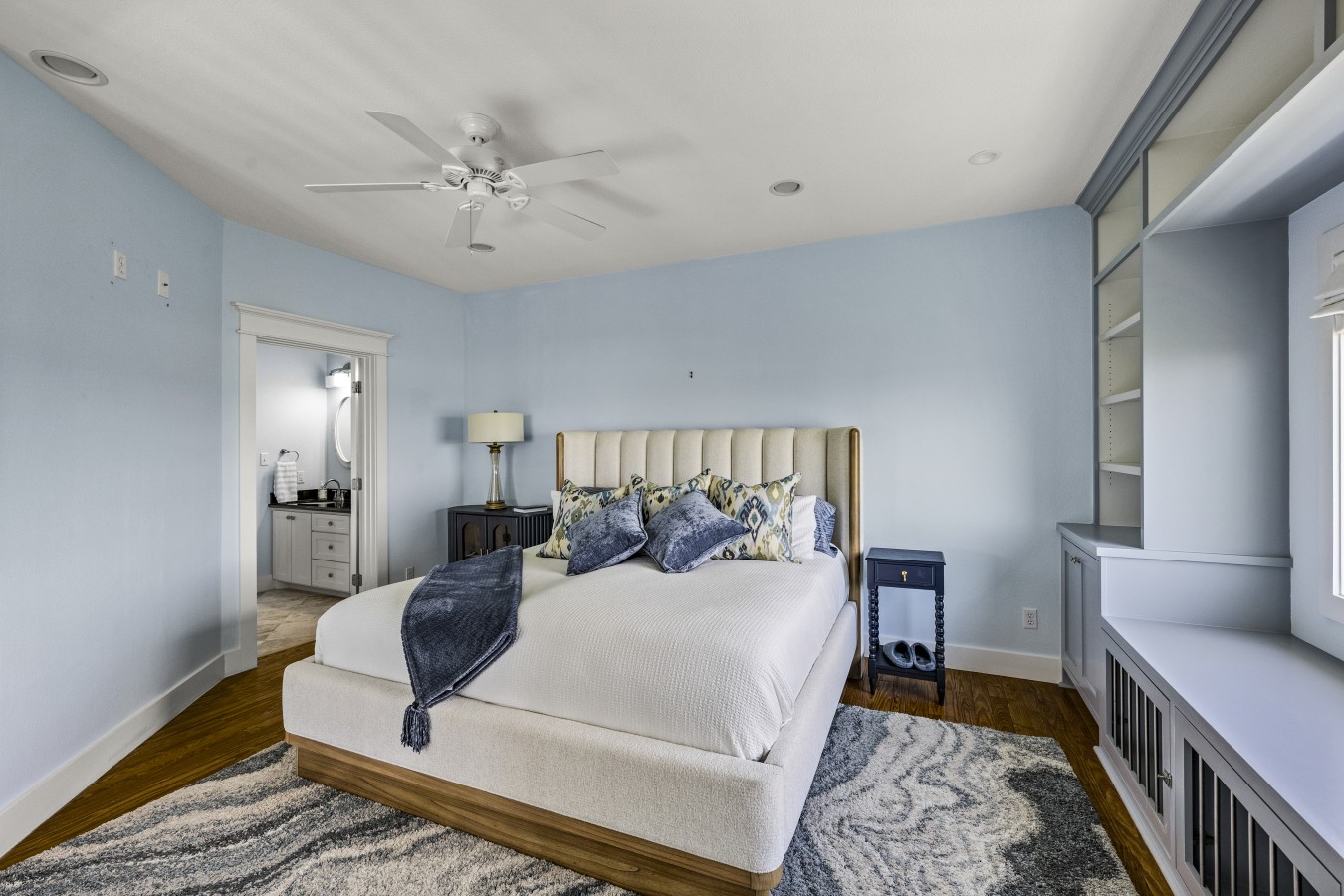 This bedroom has a king-sized bed