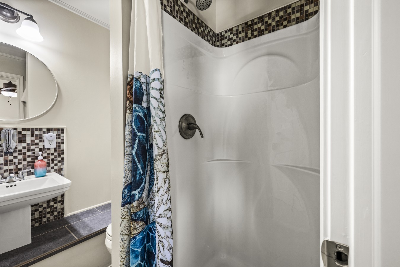 This bathroom offers a place to relax after a long day