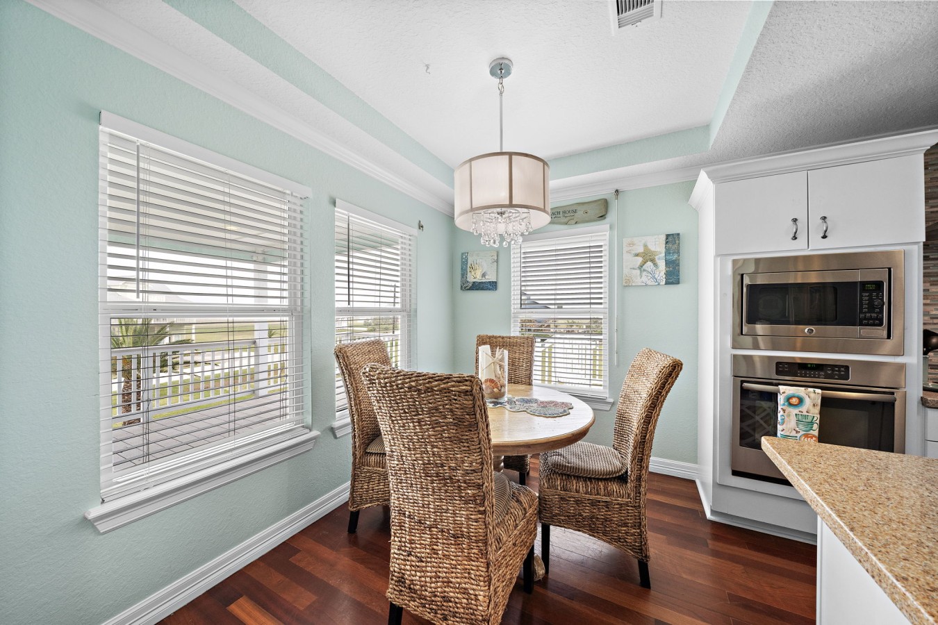 Light-filled dining area with coastal character