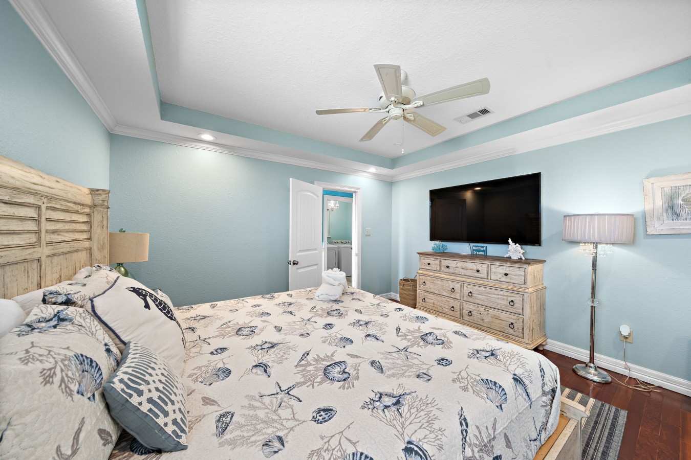 This bedroom has a king-sized bed