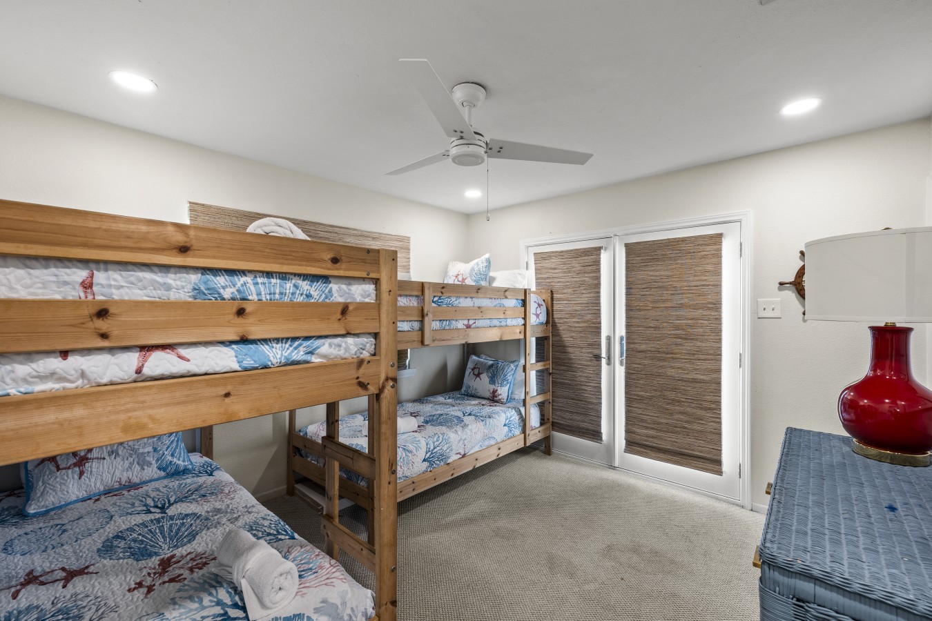 This bedroom has 2 twin over twin bunk beds
