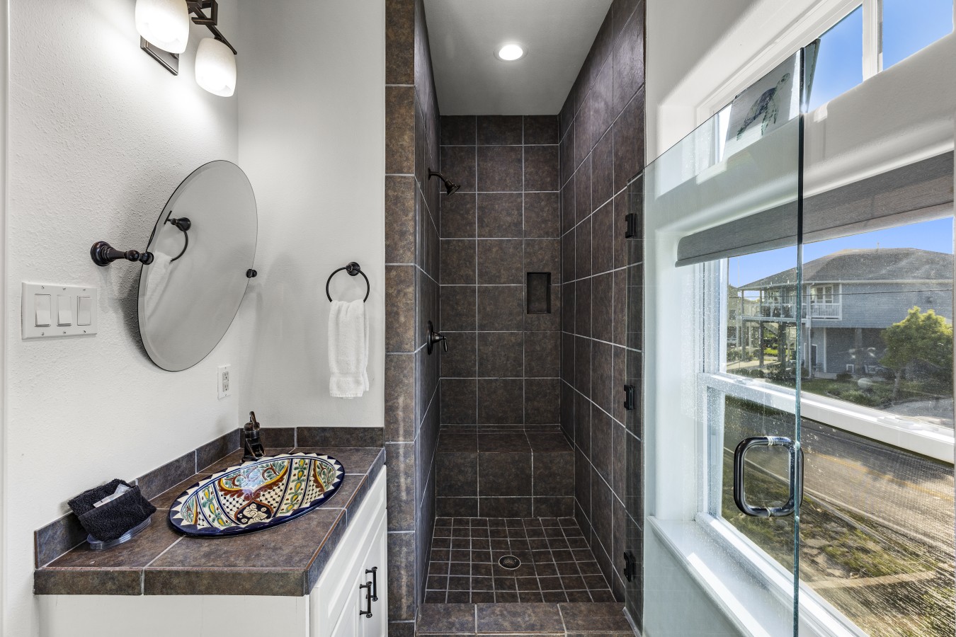 Rinse off the day in this walk-in shower