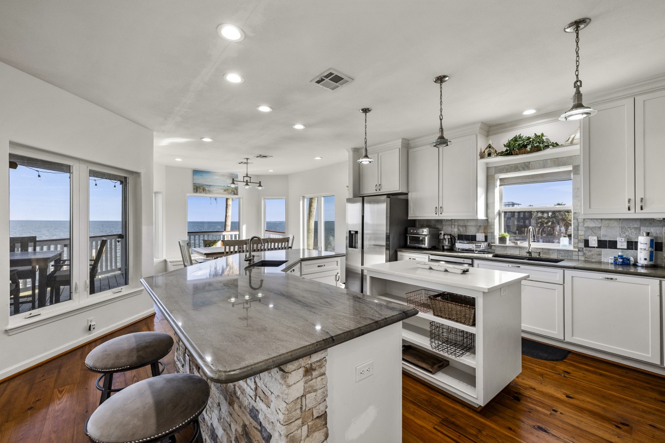 Pull up a stool at the spacious kitchen island