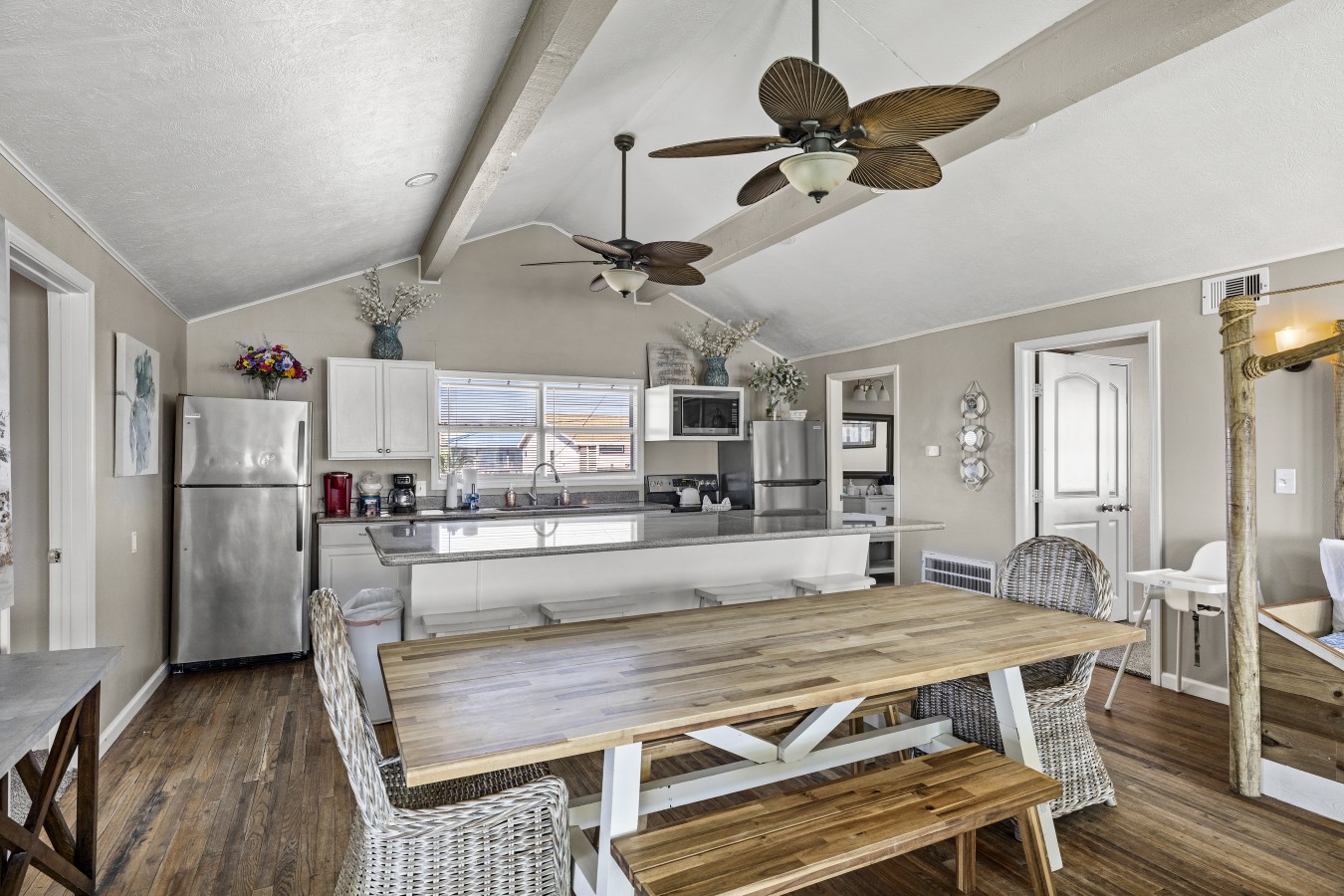 This dining area is located off the kitchen