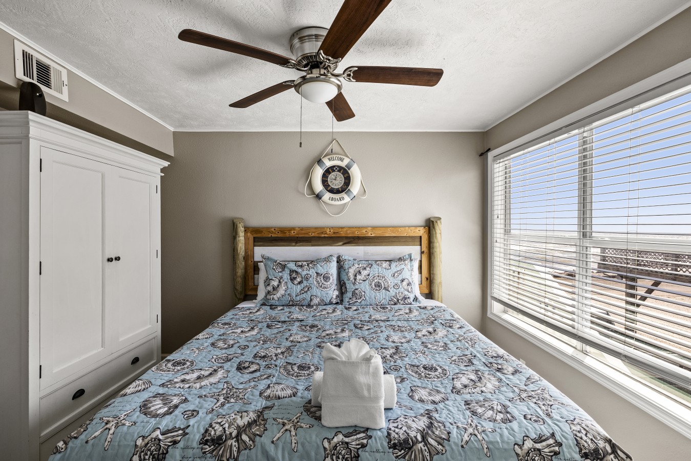 This bedroom has a king-sized bed