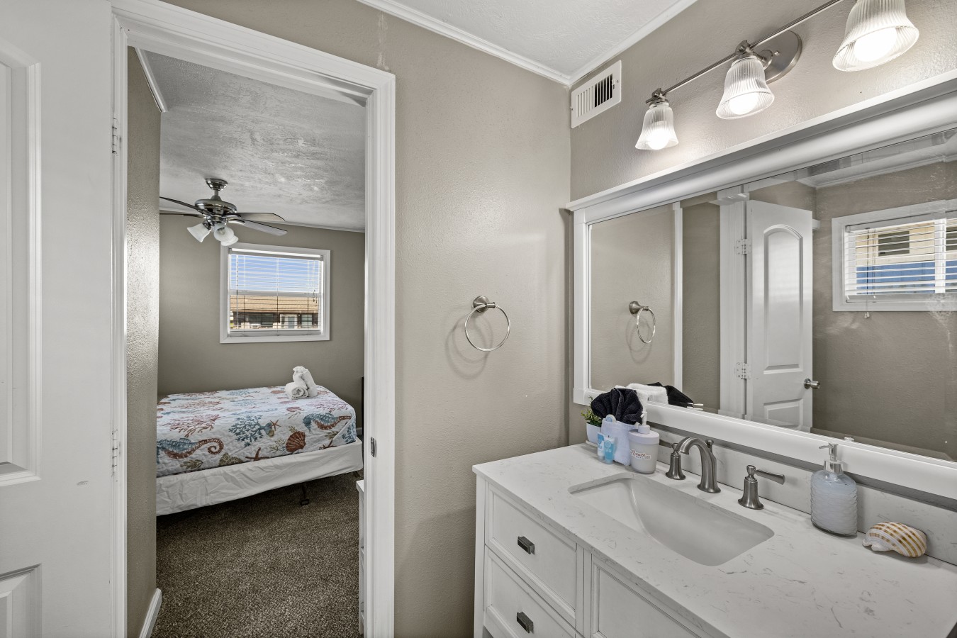 Refresh and rejuvenate in this bright bathroom