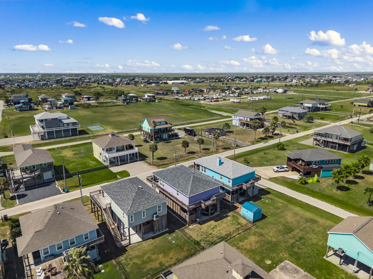 Classic beach house charm under Texas skies