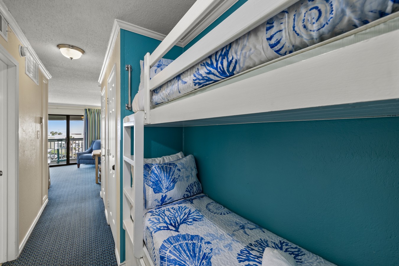 This bedroom has a twin over twin bunk bed