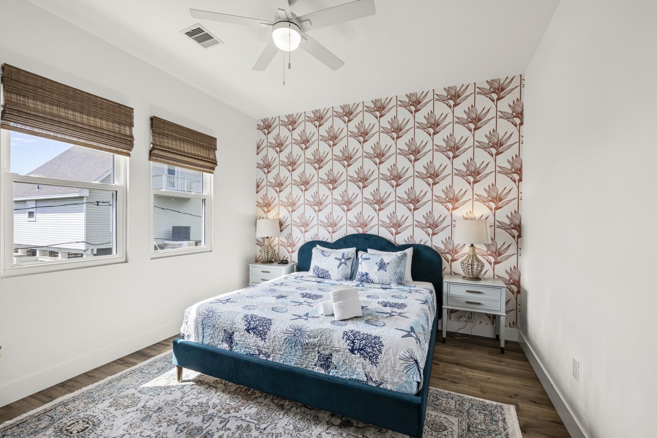 This bedroom has a king-sized bed