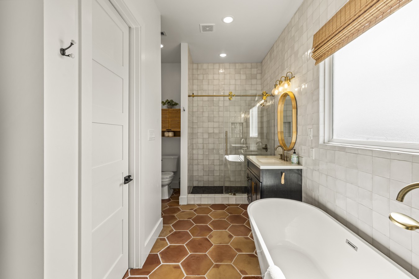 Refresh and rejuvenate in this bright bathroom