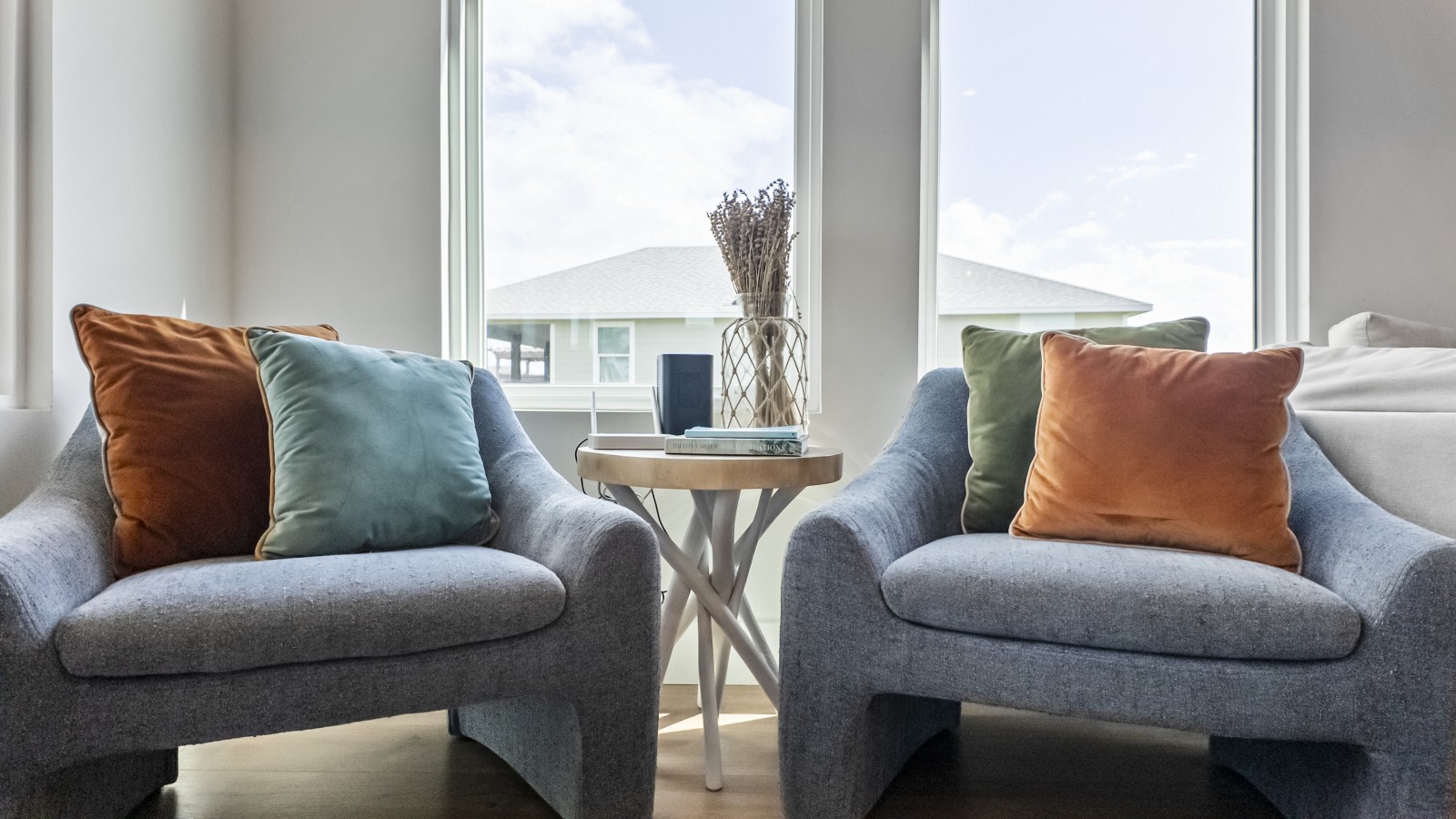 Sip your morning coffee in this bright little corner