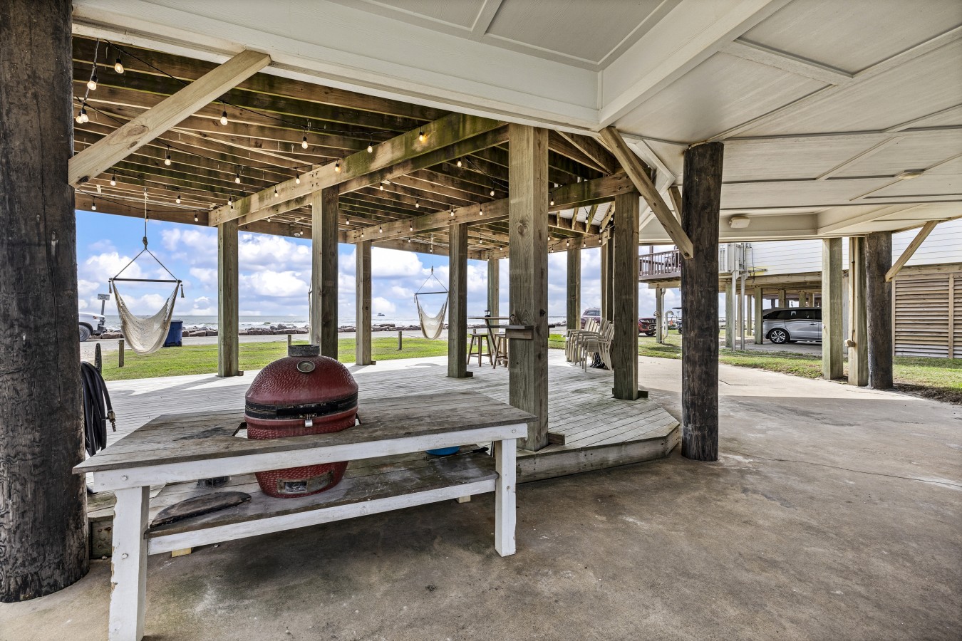 Grill up a feast in the shade with ocean views