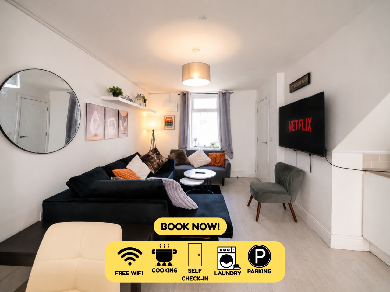 Premium 3 Bed Cardiff City Sleeps 9 with Free Parking serviced apartment - UK - VivreStays