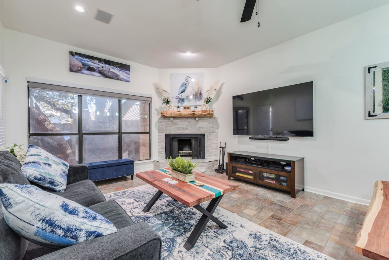 75" TV With Surround Sound & Board Games for Entertainment.