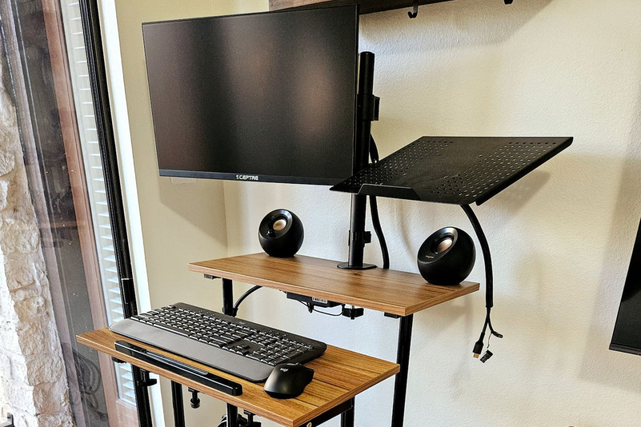 Workstation on wheels can be moved to any room!