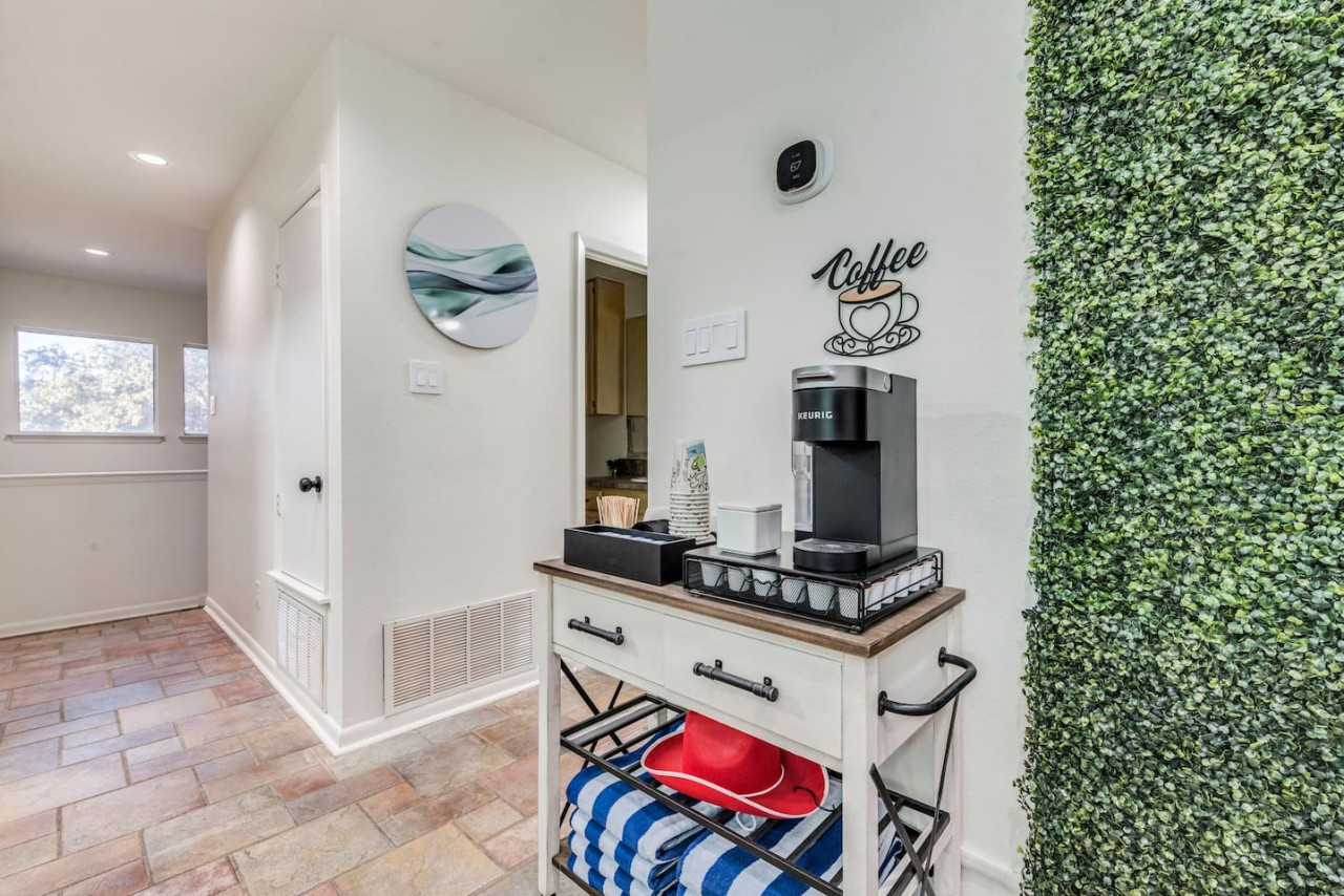 Coffee Station Complete with Pool Towels & Props for Photo Wall!