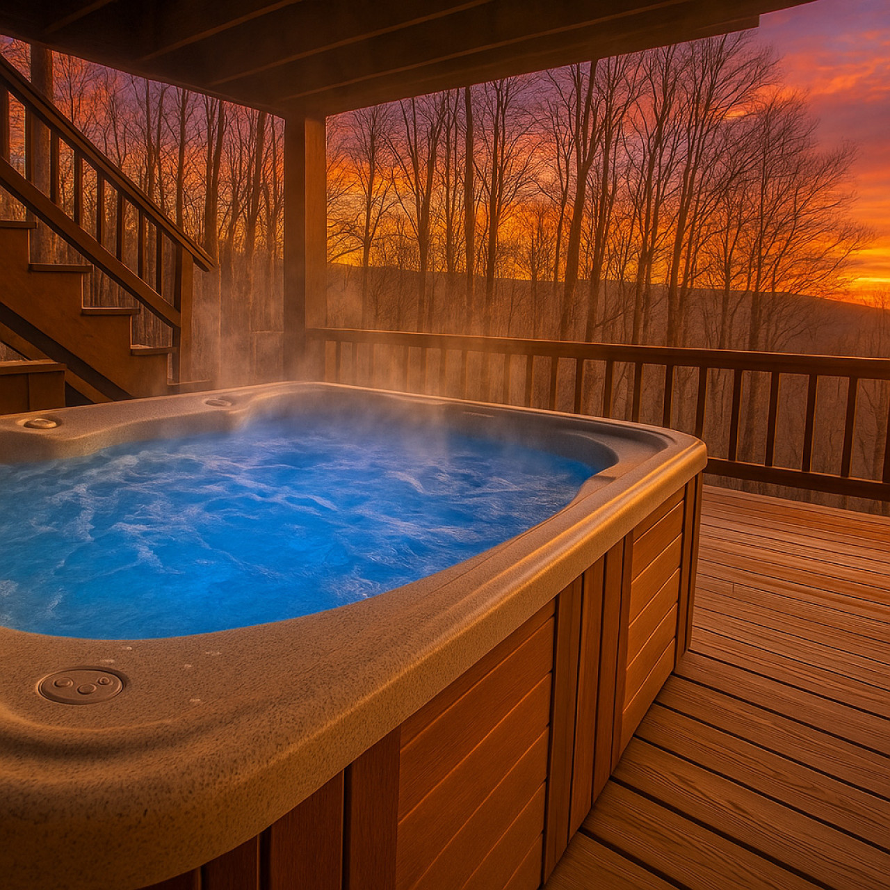 Enjoy a soothing hot tub experience with incredible mountain views.