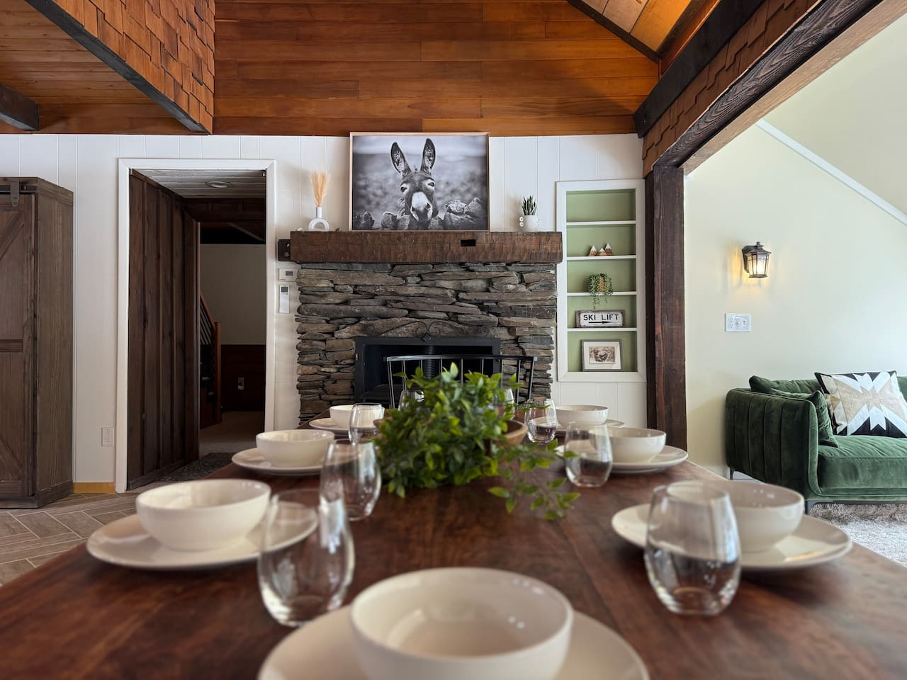 Wooden dining table ready for your gatherings.