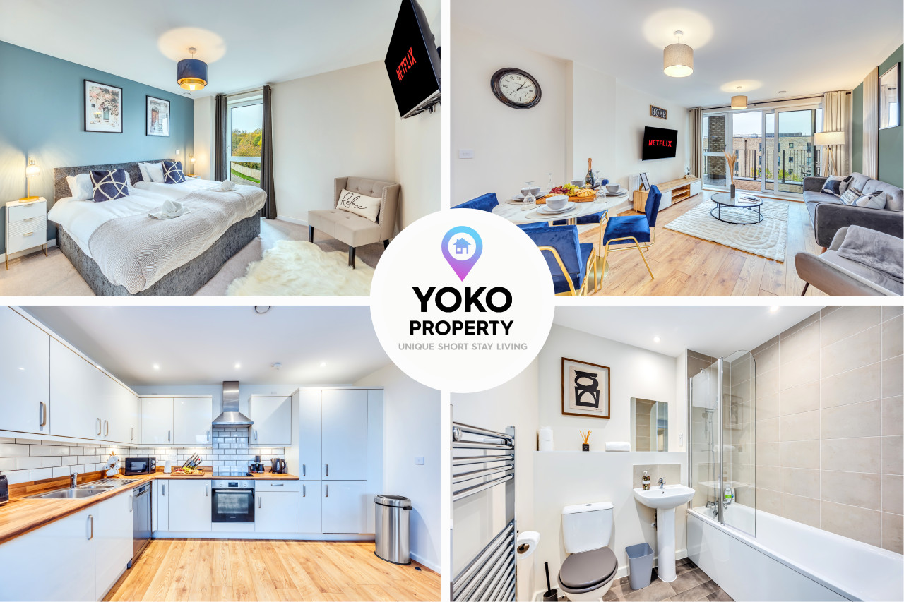 Stunning Canal Side Apartment • Excellent Location • Balcony • Secure Parking • Sky TV serviced apartment - Milton Keynes - VivreStays