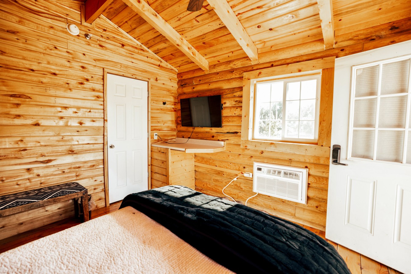 Bedroom with TV, A/C and private entry